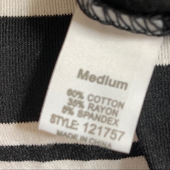 POOF Black & White Contrasting Stripes Long Sleeve Casual Shirt Top Size Medium - Picture 8 of 9